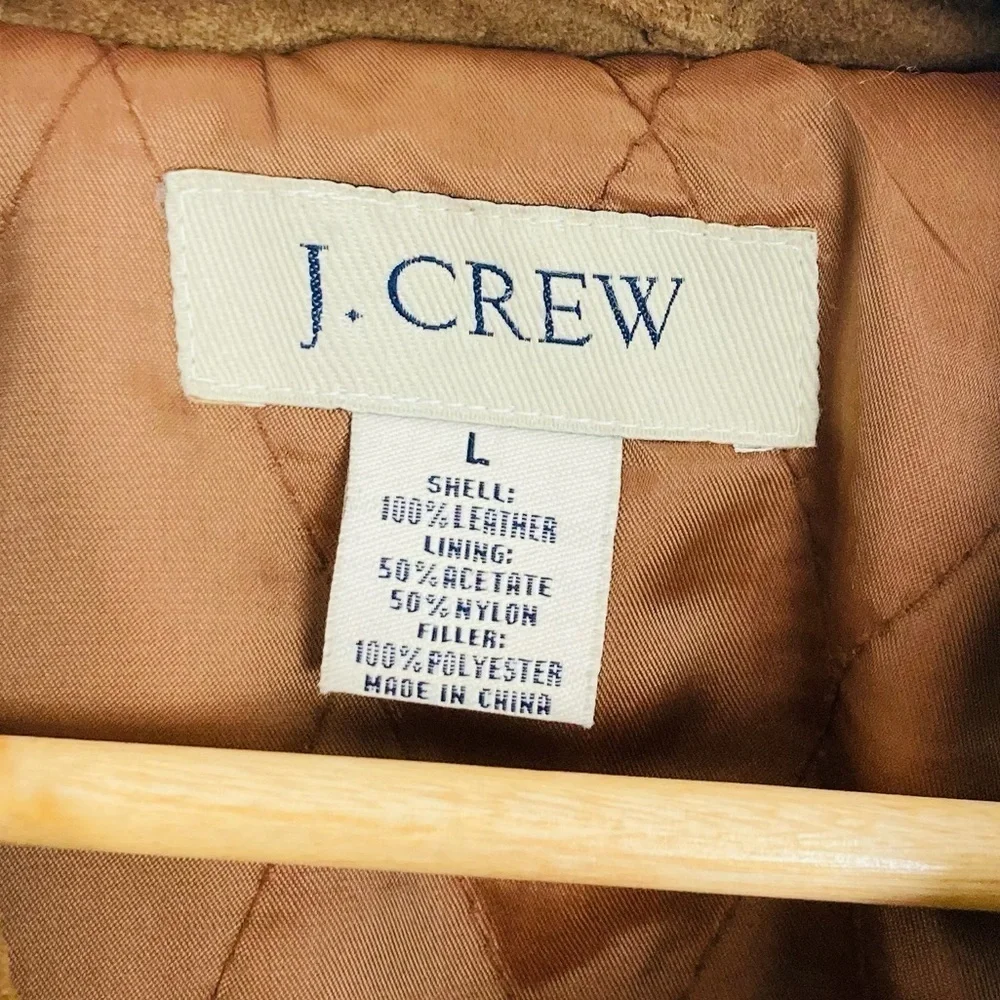 J. Crew vintage chore / car jacket. Rich brown suede with quilted lining. Size L